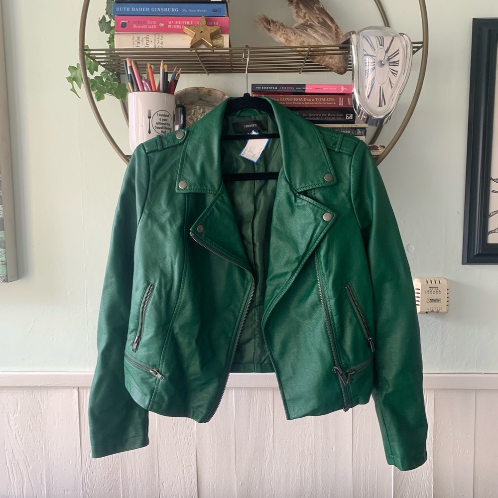 Green Faux Leather Jacket | Medium | Lightly Used